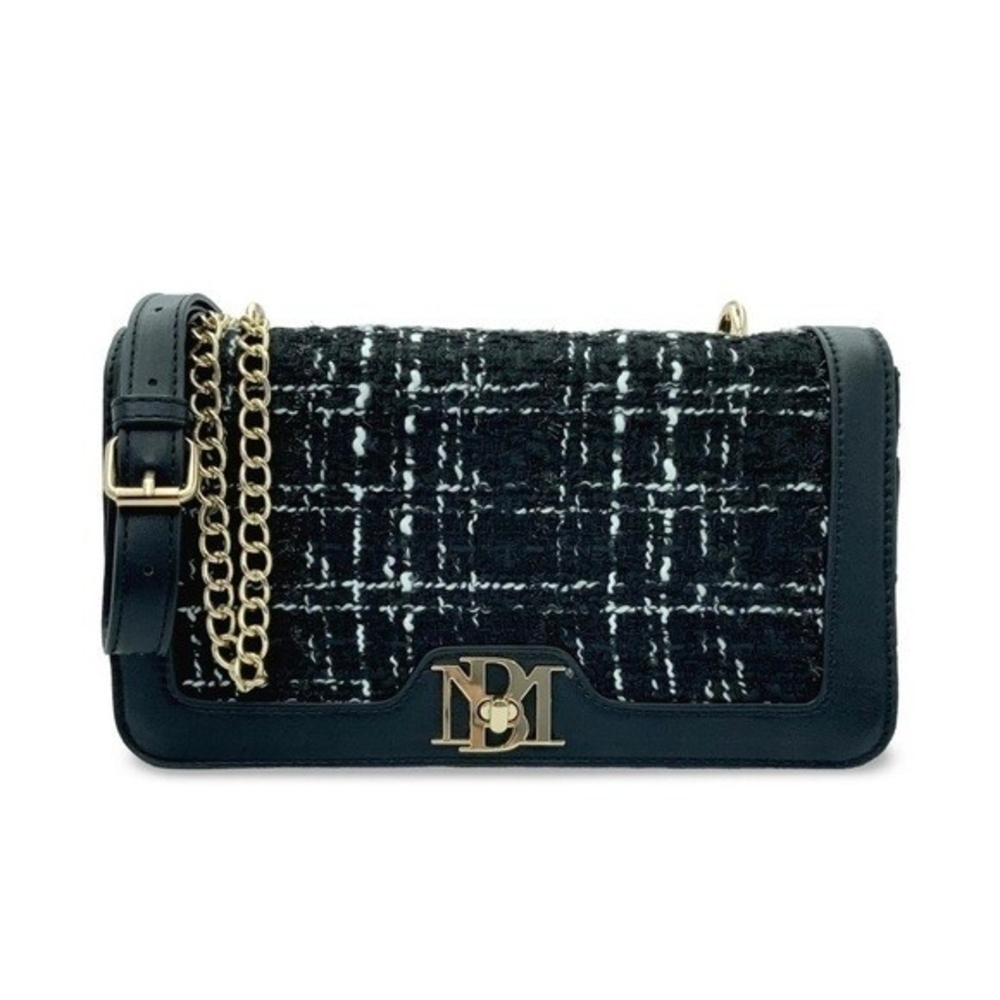 Badgley Mischka Wool Vegan Leather Plaid Crossbody Tote Purse Women’s Bag NWT - Picture 2 of 8
